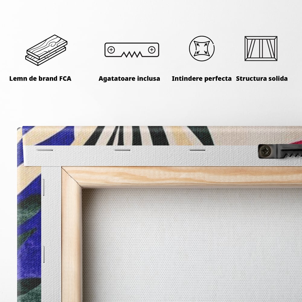 Tablou Canvas Premium, LuxCanva® J1008, Tropice Abstracte, Frunze, Culori, Caldura, Exotic, Palmier, Decorativ, Vesela, Plante, Atmosfera, Living, Dormitor