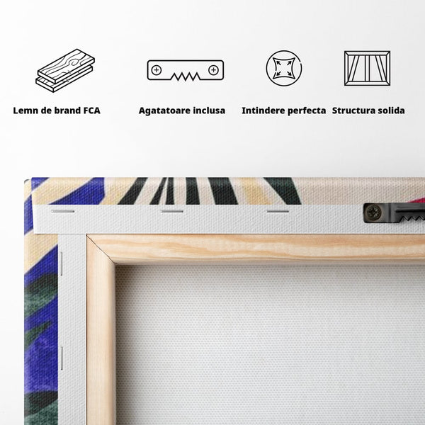 Tablou Canvas Premium, LuxCanva® J1008, Tropice Abstracte, Frunze, Culori, Caldura, Exotic, Palmier, Decorativ, Vesela, Plante, Atmosfera, Living, Dormitor