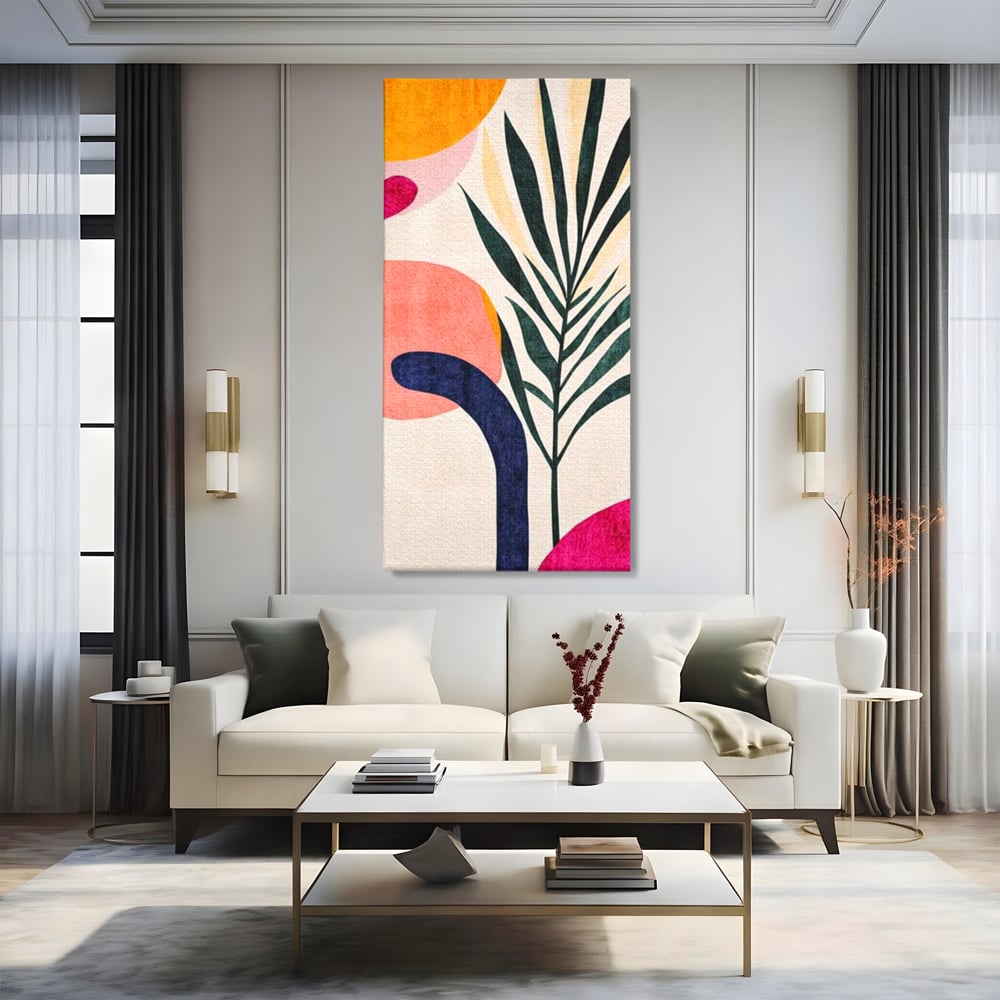 Tablou Canvas Premium, LuxCanva® J1008, Tropice Abstracte, Frunze, Culori, Caldura, Exotic, Palmier, Decorativ, Vesela, Plante, Atmosfera, Living, Dormitor