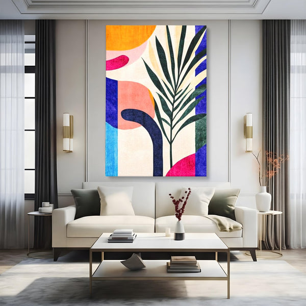 Tablou Canvas Premium, LuxCanva® J1008, Tropice Abstracte, Frunze, Culori, Caldura, Exotic, Palmier, Decorativ, Vesela, Plante, Atmosfera, Living, Dormitor