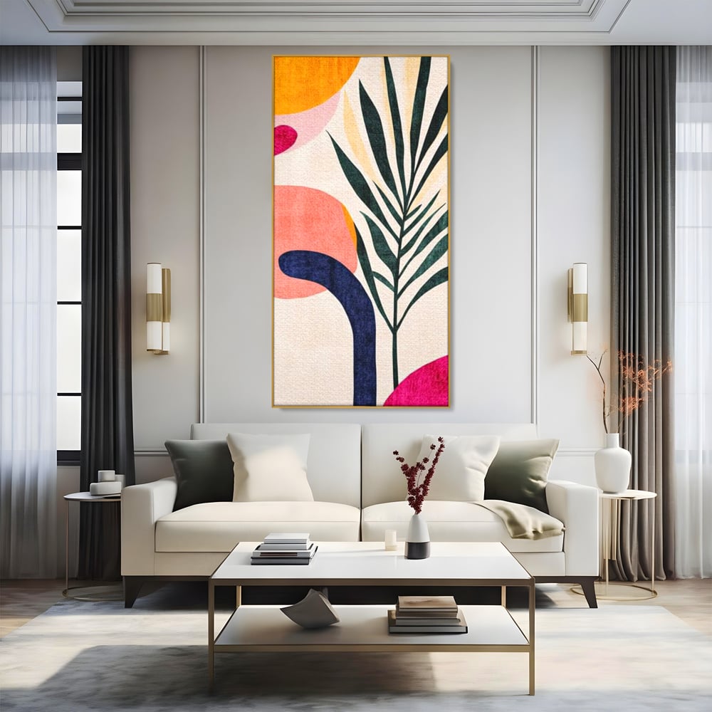 Tablou Canvas Premium, LuxCanva® J1008, Tropice Abstracte, Frunze, Culori, Caldura, Exotic, Palmier, Decorativ, Vesela, Plante, Atmosfera, Living, Dormitor