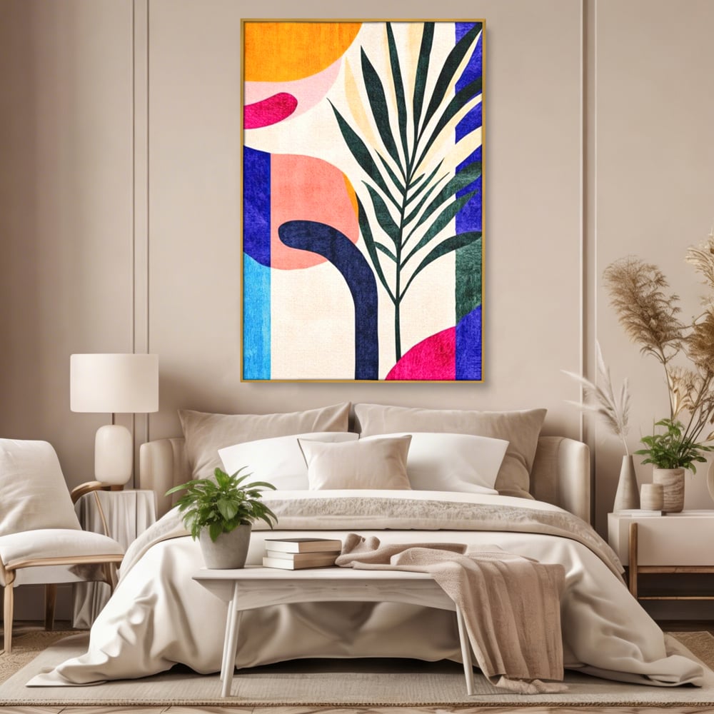 Tablou Canvas Premium, LuxCanva® J1008, Tropice Abstracte, Frunze, Culori, Caldura, Exotic, Palmier, Decorativ, Vesela, Plante, Atmosfera, Living, Dormitor
