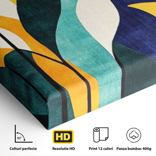 Tablou Canvas Premium, LuxCanva® J1009, Sub Lumina Lunii, Noapte, Tropicala, Gradina, Culori, Albastru, Ecosistem, Cromatic, Peisaj, Luna, Soare, Living, Dormitor