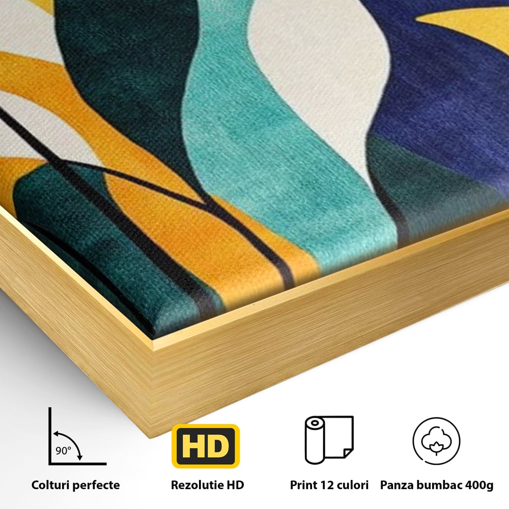 Tablou Canvas Premium, LuxCanva® J1009, Sub Lumina Lunii, Noapte, Tropicala, Gradina, Culori, Albastru, Ecosistem, Cromatic, Peisaj, Luna, Soare, Living, Dormitor