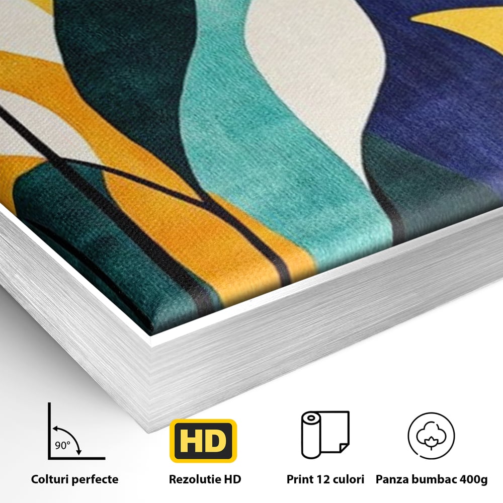 Tablou Canvas Premium, LuxCanva® J1009, Sub Lumina Lunii, Noapte, Tropicala, Gradina, Culori, Albastru, Ecosistem, Cromatic, Peisaj, Luna, Soare, Living, Dormitor