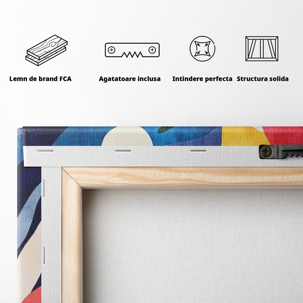 Tablou Canvas Premium, LuxCanva® J1009, Sub Lumina Lunii, Noapte, Tropicala, Gradina, Culori, Albastru, Ecosistem, Cromatic, Peisaj, Luna, Soare, Living, Dormitor