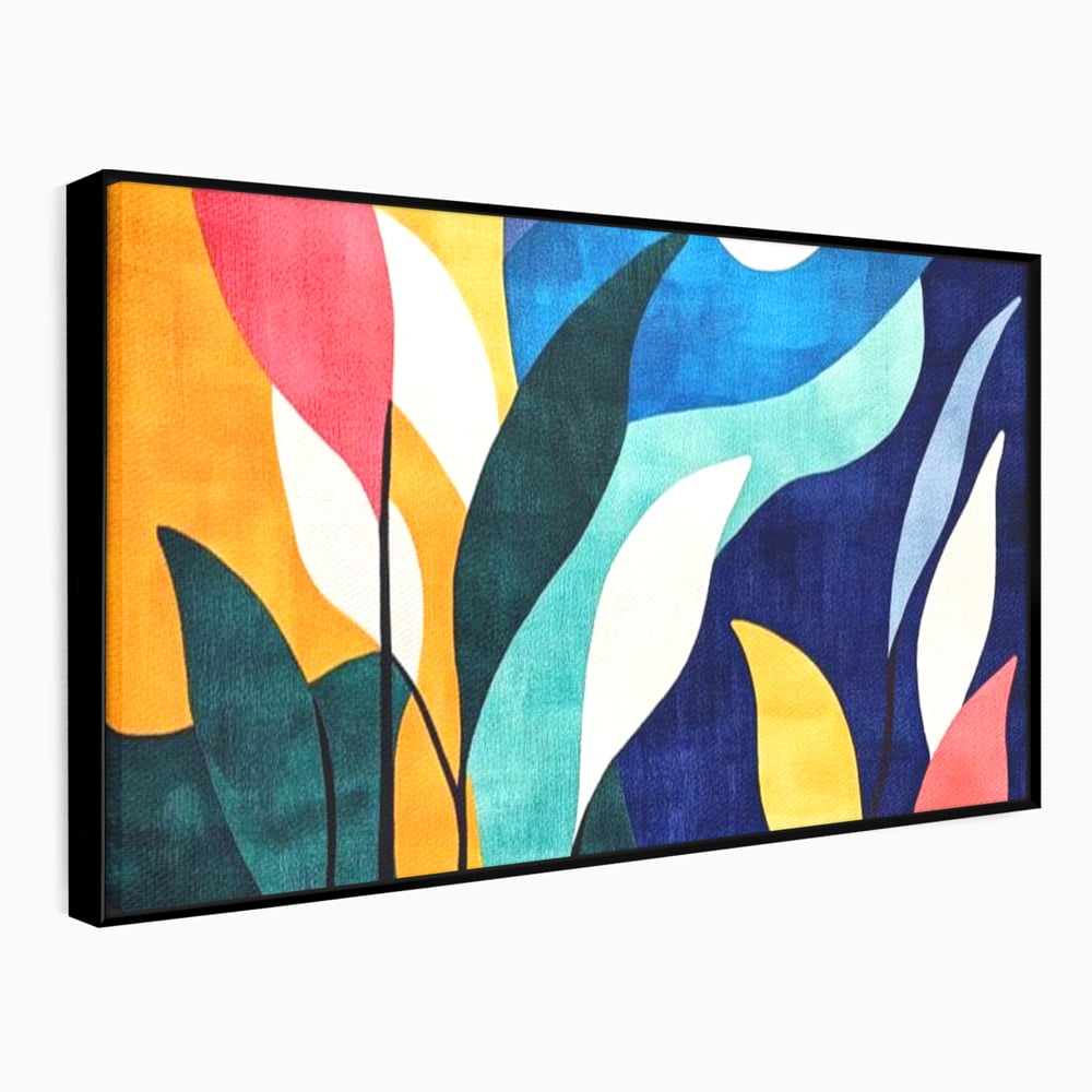 Tablou Canvas Premium, LuxCanva® J1009, Sub Lumina Lunii, Noapte, Tropicala, Gradina, Culori, Albastru, Ecosistem, Cromatic, Peisaj, Luna, Soare, Living, Dormitor
