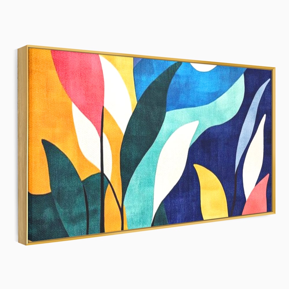 Tablou Canvas Premium, LuxCanva® J1009, Sub Lumina Lunii, Noapte, Tropicala, Gradina, Culori, Albastru, Ecosistem, Cromatic, Peisaj, Luna, Soare, Living, Dormitor