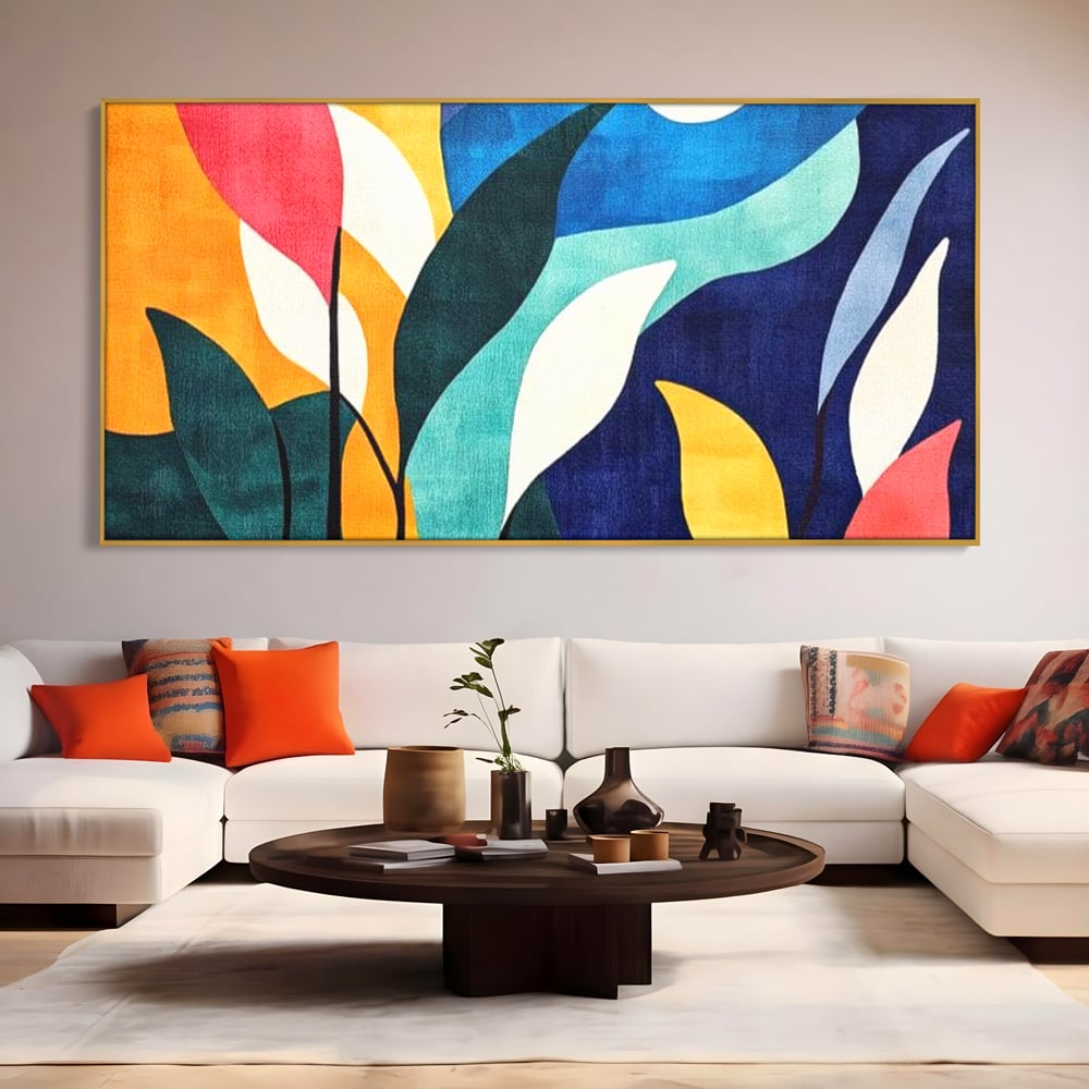 Tablou Canvas Premium, LuxCanva® J1009, Sub Lumina Lunii, Noapte, Tropicala, Gradina, Culori, Albastru, Ecosistem, Cromatic, Peisaj, Luna, Soare, Living, Dormitor