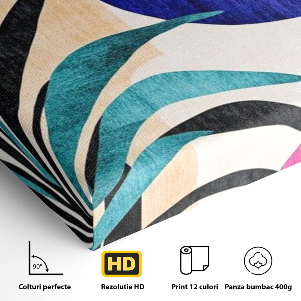 Tablou Canvas Premium, LuxCanva® J1011, Dialog Intre Forme, Frunza, Valuri, Liniste, Forme, Geometrie, Arhitectura, Abstract, Estival, Anotimp, Semiluna, Living, Dormitor