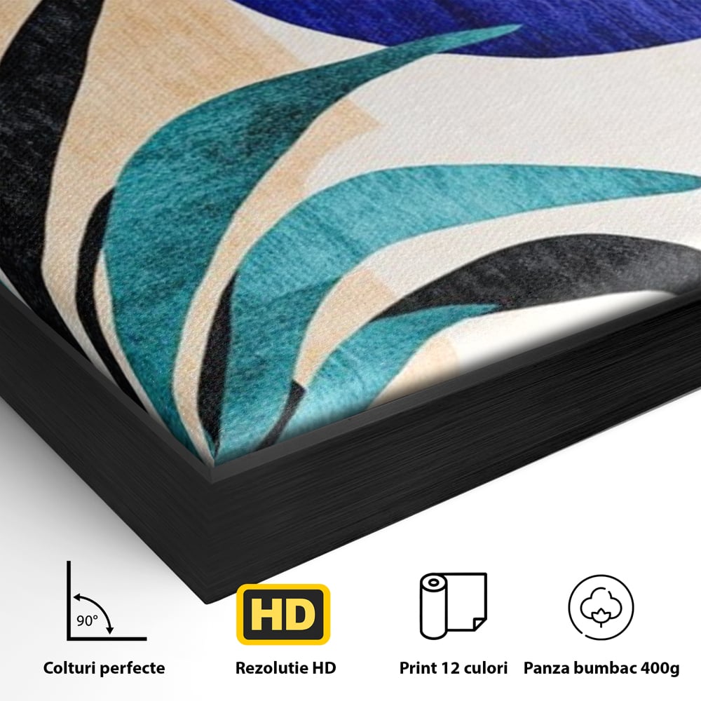 Tablou Canvas Premium, LuxCanva® J1011, Dialog Intre Forme, Frunza, Valuri, Liniste, Forme, Geometrie, Arhitectura, Abstract, Estival, Anotimp, Semiluna, Living, Dormitor