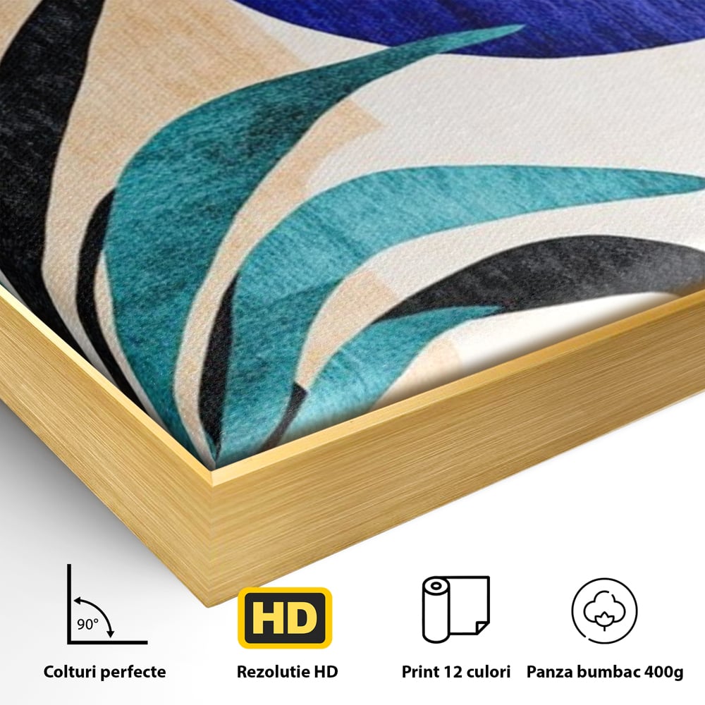 Tablou Canvas Premium, LuxCanva® J1011, Dialog Intre Forme, Frunza, Valuri, Liniste, Forme, Geometrie, Arhitectura, Abstract, Estival, Anotimp, Semiluna, Living, Dormitor