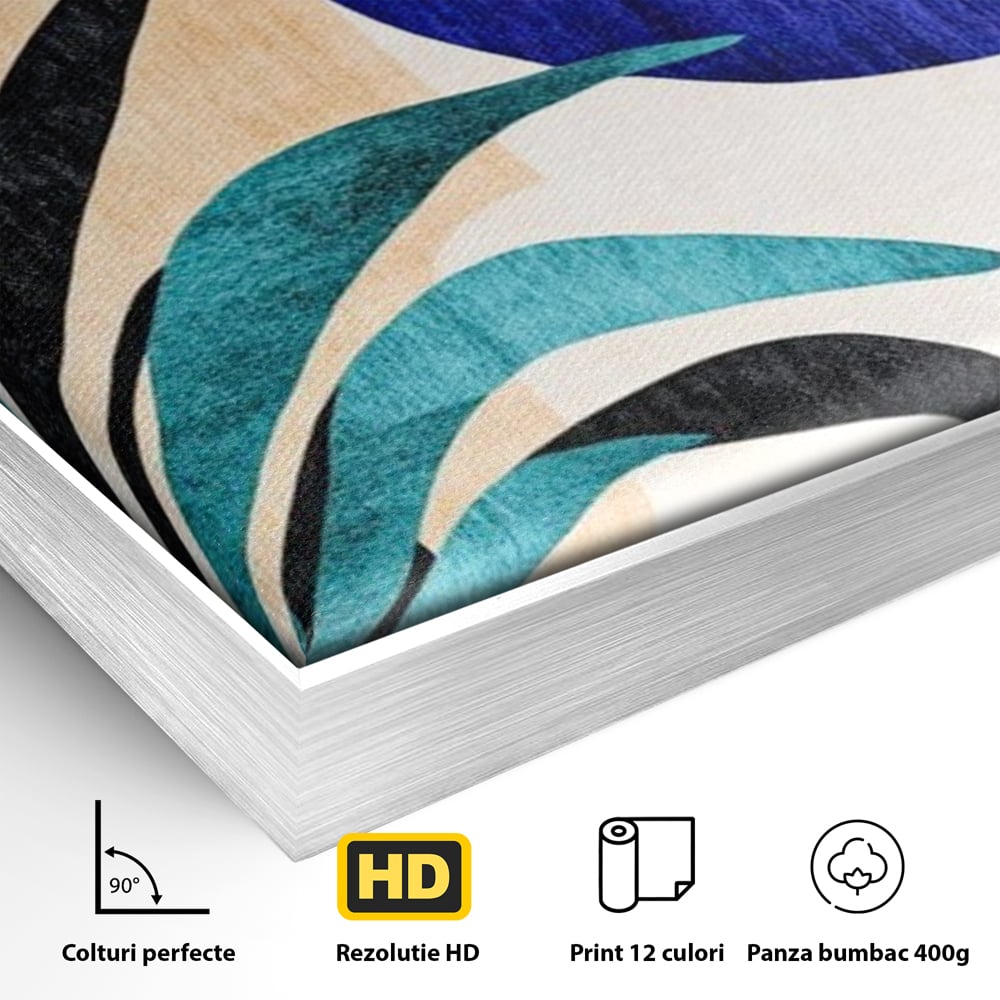 Tablou Canvas Premium, LuxCanva® J1011, Dialog Intre Forme, Frunza, Valuri, Liniste, Forme, Geometrie, Arhitectura, Abstract, Estival, Anotimp, Semiluna, Living, Dormitor