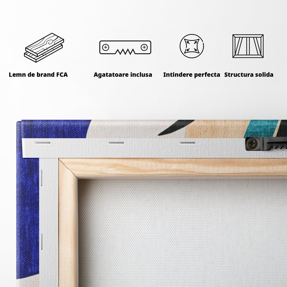 Tablou Canvas Premium, LuxCanva® J1011, Dialog Intre Forme, Frunza, Valuri, Liniste, Forme, Geometrie, Arhitectura, Abstract, Estival, Anotimp, Semiluna, Living, Dormitor