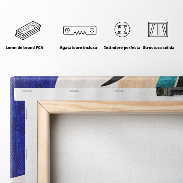 Tablou Canvas Premium, LuxCanva® J1011, Dialog Intre Forme, Frunza, Valuri, Liniste, Forme, Geometrie, Arhitectura, Abstract, Estival, Anotimp, Semiluna, Living, Dormitor