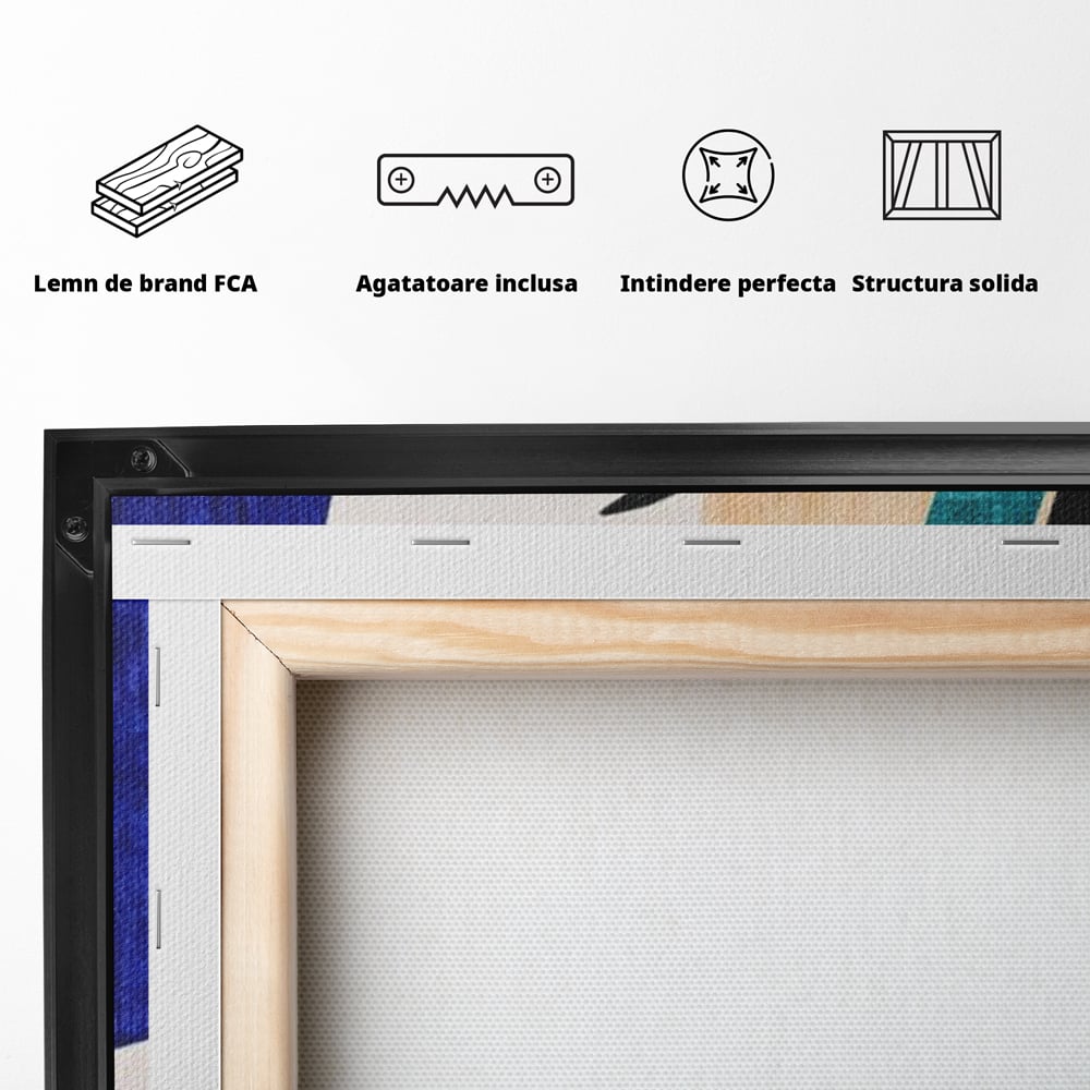 Tablou Canvas Premium, LuxCanva® J1011, Dialog Intre Forme, Frunza, Valuri, Liniste, Forme, Geometrie, Arhitectura, Abstract, Estival, Anotimp, Semiluna, Living, Dormitor