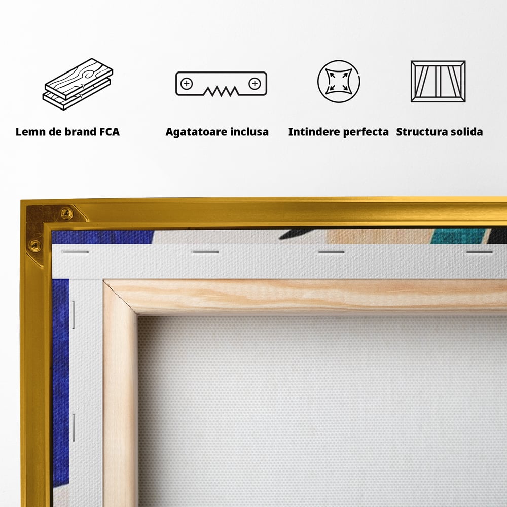 Tablou Canvas Premium, LuxCanva® J1011, Dialog Intre Forme, Frunza, Valuri, Liniste, Forme, Geometrie, Arhitectura, Abstract, Estival, Anotimp, Semiluna, Living, Dormitor