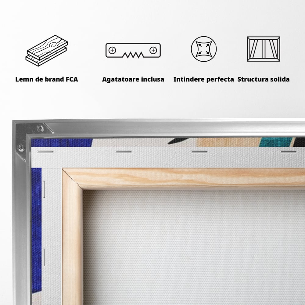Tablou Canvas Premium, LuxCanva® J1011, Dialog Intre Forme, Frunza, Valuri, Liniste, Forme, Geometrie, Arhitectura, Abstract, Estival, Anotimp, Semiluna, Living, Dormitor