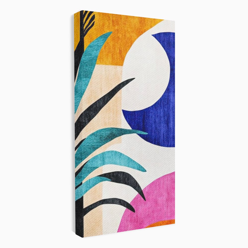 Tablou Canvas Premium, LuxCanva® J1011, Dialog Intre Forme, Frunza, Valuri, Liniste, Forme, Geometrie, Arhitectura, Abstract, Estival, Anotimp, Semiluna, Living, Dormitor