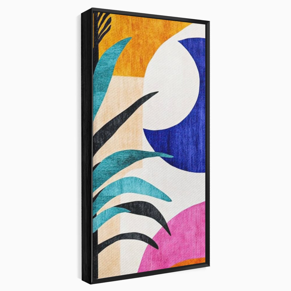 Tablou Canvas Premium, LuxCanva® J1011, Dialog Intre Forme, Frunza, Valuri, Liniste, Forme, Geometrie, Arhitectura, Abstract, Estival, Anotimp, Semiluna, Living, Dormitor