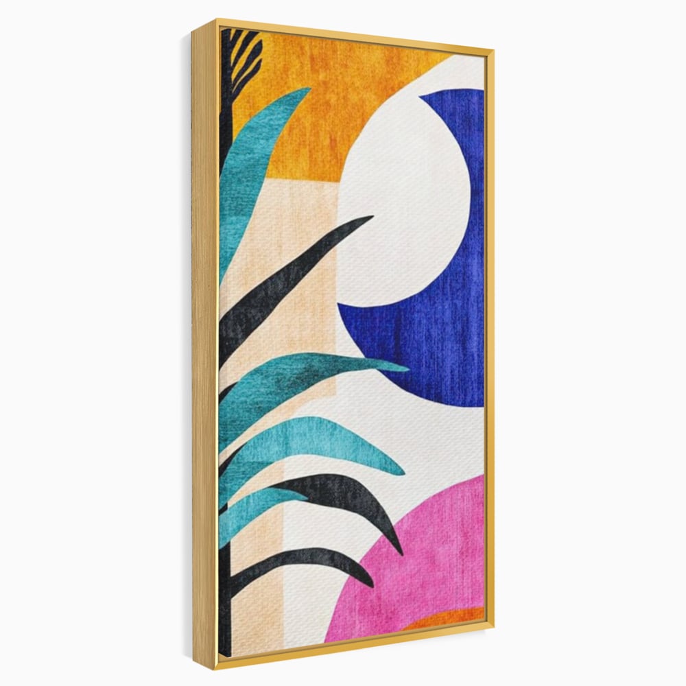 Tablou Canvas Premium, LuxCanva® J1011, Dialog Intre Forme, Frunza, Valuri, Liniste, Forme, Geometrie, Arhitectura, Abstract, Estival, Anotimp, Semiluna, Living, Dormitor