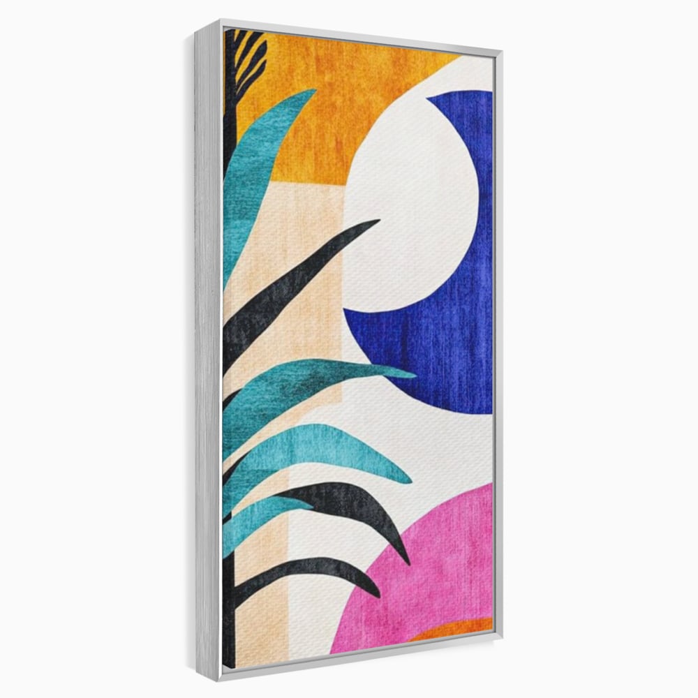 Tablou Canvas Premium, LuxCanva® J1011, Dialog Intre Forme, Frunza, Valuri, Liniste, Forme, Geometrie, Arhitectura, Abstract, Estival, Anotimp, Semiluna, Living, Dormitor