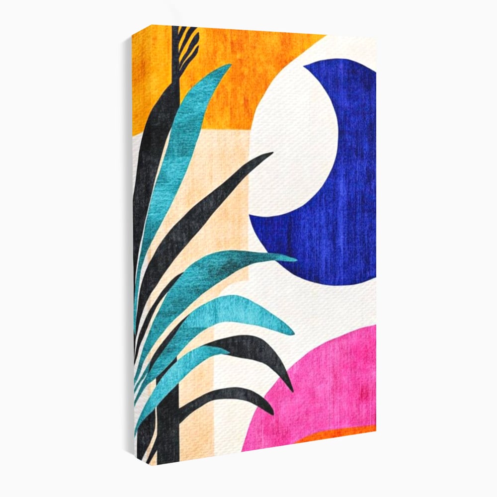 Tablou Canvas Premium, LuxCanva® J1011, Dialog Intre Forme, Frunza, Valuri, Liniste, Forme, Geometrie, Arhitectura, Abstract, Estival, Anotimp, Semiluna, Living, Dormitor