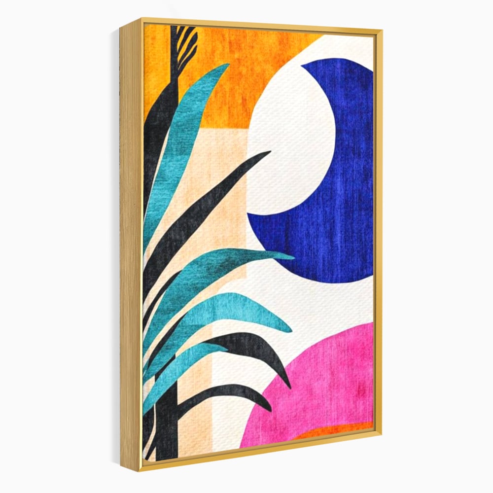 Tablou Canvas Premium, LuxCanva® J1011, Dialog Intre Forme, Frunza, Valuri, Liniste, Forme, Geometrie, Arhitectura, Abstract, Estival, Anotimp, Semiluna, Living, Dormitor