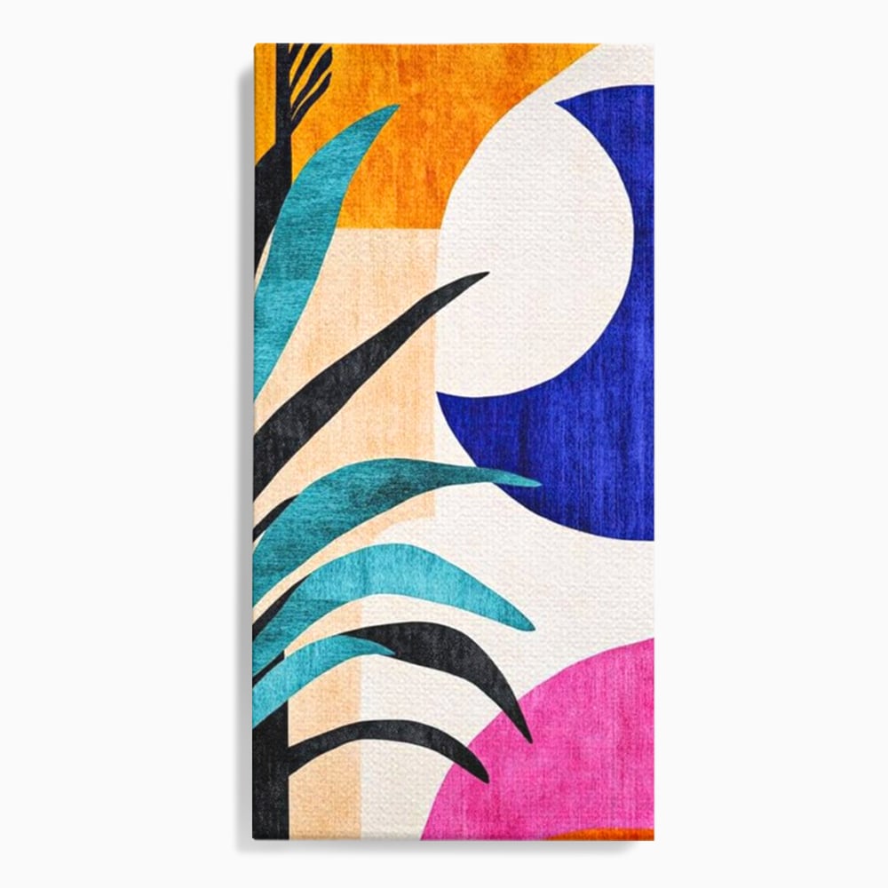 Tablou Canvas Premium, LuxCanva® J1011, Dialog Intre Forme, Frunza, Valuri, Liniste, Forme, Geometrie, Arhitectura, Abstract, Estival, Anotimp, Semiluna, Living, Dormitor