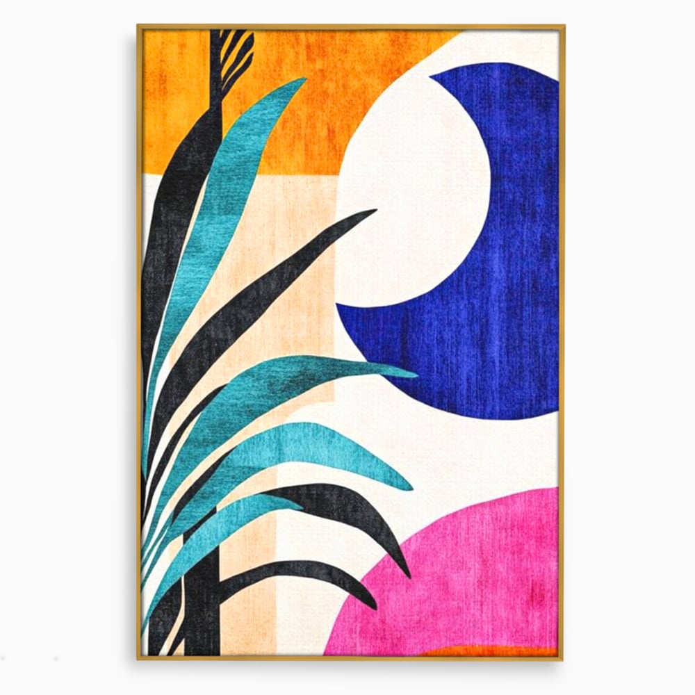 Tablou Canvas Premium, LuxCanva® J1011, Dialog Intre Forme, Frunza, Valuri, Liniste, Forme, Geometrie, Arhitectura, Abstract, Estival, Anotimp, Semiluna, Living, Dormitor