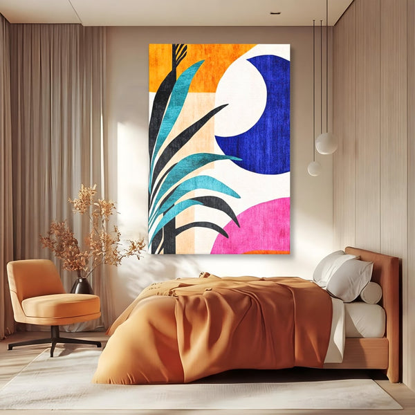 Tablou Canvas Premium, LuxCanva® J1011, Dialog Intre Forme, Frunza, Valuri, Liniste, Forme, Geometrie, Arhitectura, Abstract, Estival, Anotimp, Semiluna, Living, Dormitor