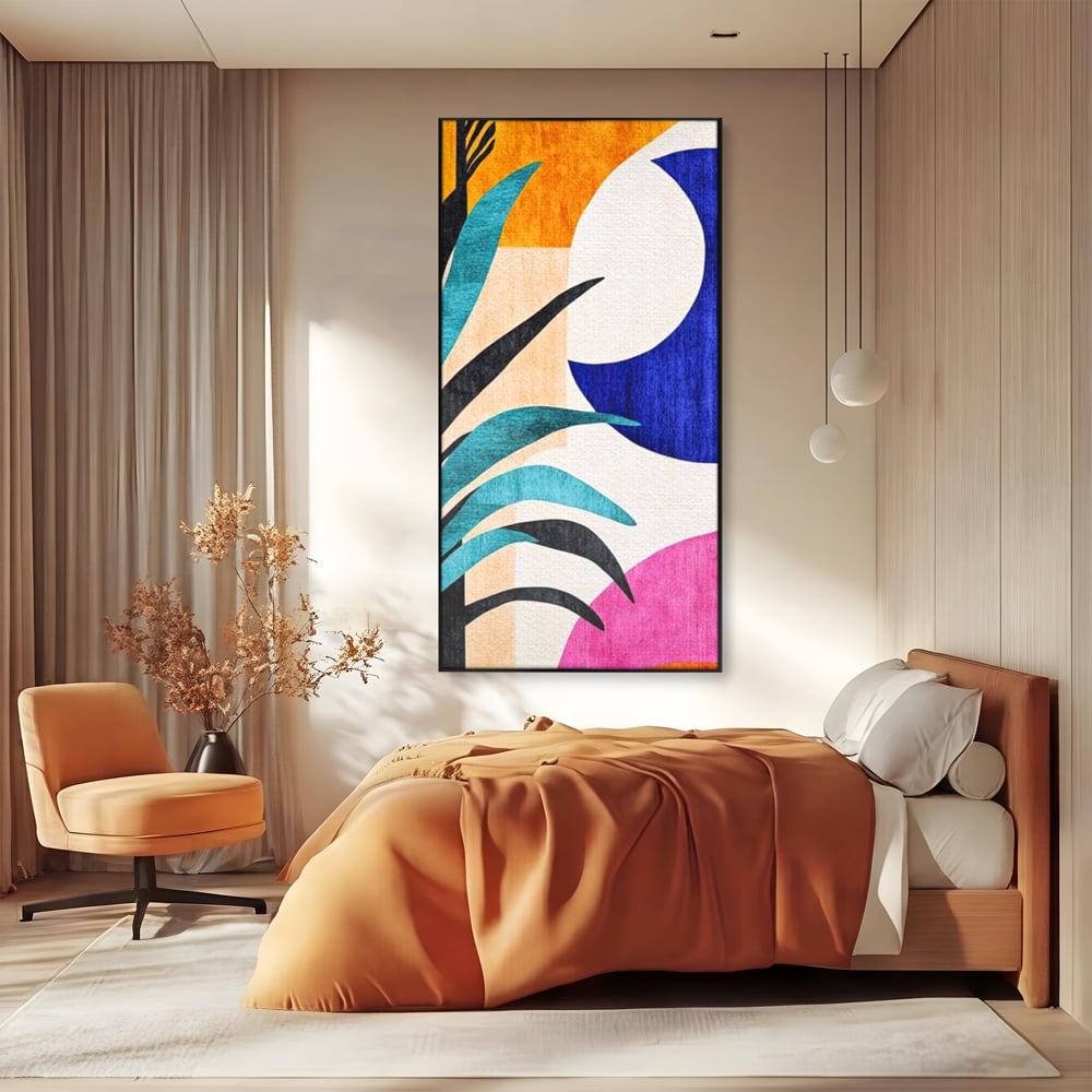 Tablou Canvas Premium, LuxCanva® J1011, Dialog Intre Forme, Frunza, Valuri, Liniste, Forme, Geometrie, Arhitectura, Abstract, Estival, Anotimp, Semiluna, Living, Dormitor