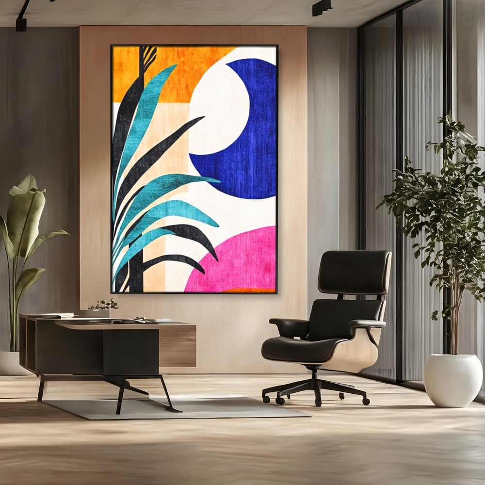 Tablou Canvas Premium, LuxCanva® J1011, Dialog Intre Forme, Frunza, Valuri, Liniste, Forme, Geometrie, Arhitectura, Abstract, Estival, Anotimp, Semiluna, Living, Dormitor
