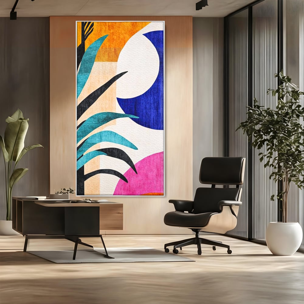Tablou Canvas Premium, LuxCanva® J1011, Dialog Intre Forme, Frunza, Valuri, Liniste, Forme, Geometrie, Arhitectura, Abstract, Estival, Anotimp, Semiluna, Living, Dormitor
