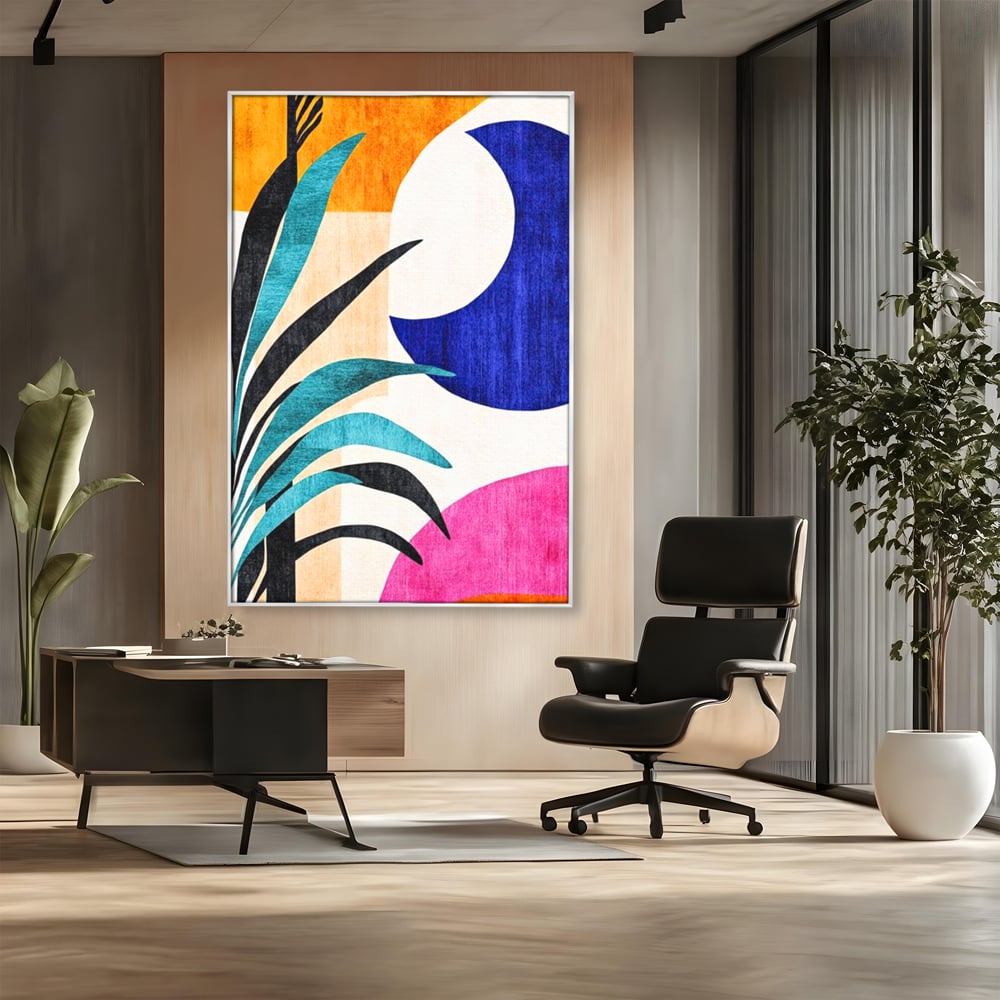 Tablou Canvas Premium, LuxCanva® J1011, Dialog Intre Forme, Frunza, Valuri, Liniste, Forme, Geometrie, Arhitectura, Abstract, Estival, Anotimp, Semiluna, Living, Dormitor