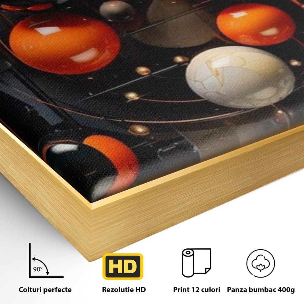Leinwand Premium Canvas Wall Art, LuxCanva® J1012, Expandierendes Universum, Umlaufbahnen, Gleichgewicht, verschlüsselt, Schwerkraft, abstrakt, Planeten, Universum, Kosmos, Solar, Futurismus, Wohnen, Schlafzimmer
