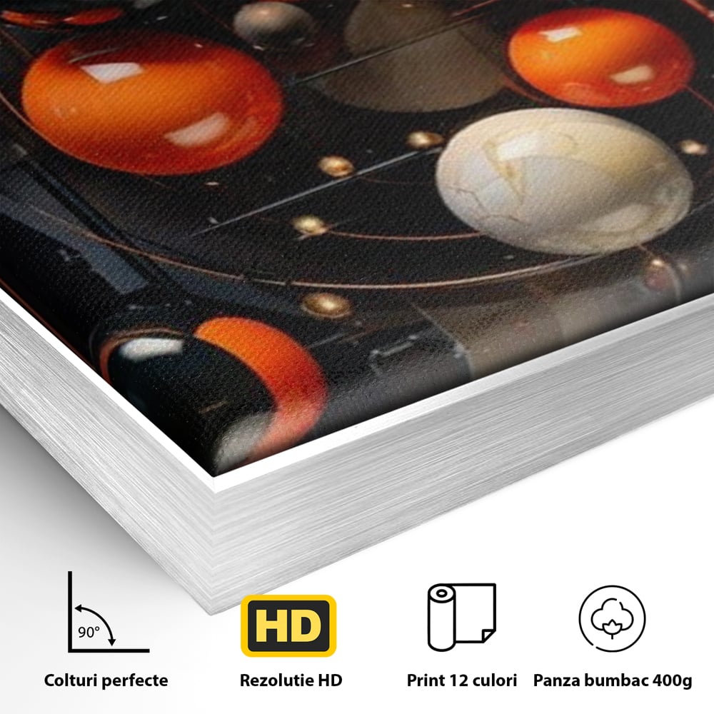 Leinwand Premium Canvas Wall Art, LuxCanva® J1012, Expandierendes Universum, Umlaufbahnen, Gleichgewicht, verschlüsselt, Schwerkraft, abstrakt, Planeten, Universum, Kosmos, Solar, Futurismus, Wohnen, Schlafzimmer