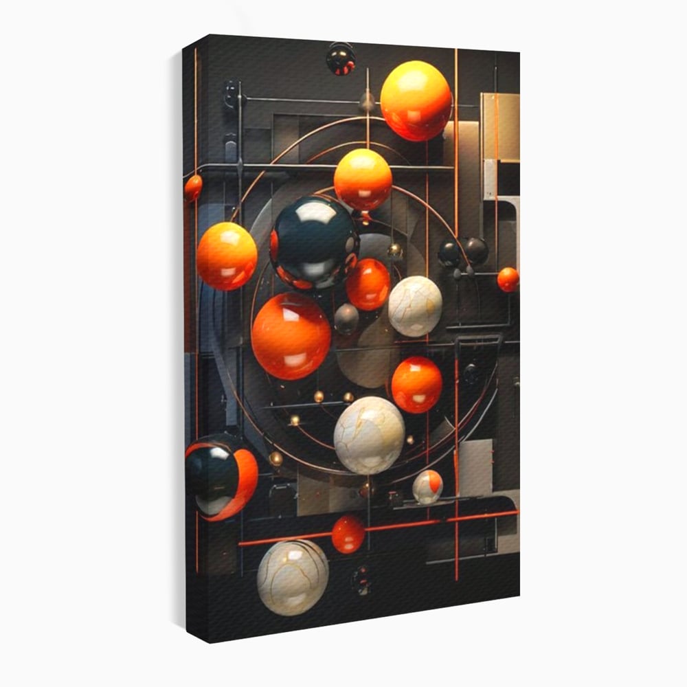 Leinwand Premium Canvas Wall Art, LuxCanva® J1012, Expandierendes Universum, Umlaufbahnen, Gleichgewicht, verschlüsselt, Schwerkraft, abstrakt, Planeten, Universum, Kosmos, Solar, Futurismus, Wohnen, Schlafzimmer