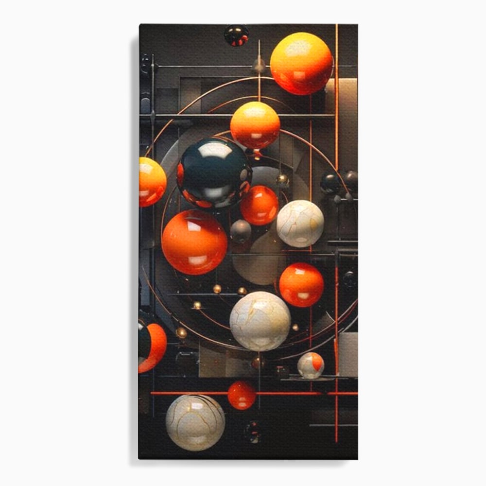 Leinwand Premium Canvas Wall Art, LuxCanva® J1012, Expandierendes Universum, Umlaufbahnen, Gleichgewicht, verschlüsselt, Schwerkraft, abstrakt, Planeten, Universum, Kosmos, Solar, Futurismus, Wohnen, Schlafzimmer