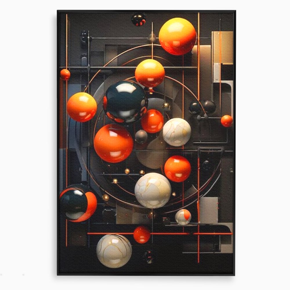 Leinwand Premium Canvas Wall Art, LuxCanva® J1012, Expandierendes Universum, Umlaufbahnen, Gleichgewicht, verschlüsselt, Schwerkraft, abstrakt, Planeten, Universum, Kosmos, Solar, Futurismus, Wohnen, Schlafzimmer