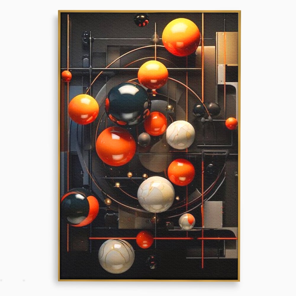 Leinwand Premium Canvas Wall Art, LuxCanva® J1012, Expandierendes Universum, Umlaufbahnen, Gleichgewicht, verschlüsselt, Schwerkraft, abstrakt, Planeten, Universum, Kosmos, Solar, Futurismus, Wohnen, Schlafzimmer
