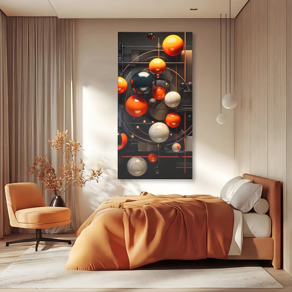 Leinwand Premium Canvas Wall Art, LuxCanva® J1012, Expandierendes Universum, Umlaufbahnen, Gleichgewicht, verschlüsselt, Schwerkraft, abstrakt, Planeten, Universum, Kosmos, Solar, Futurismus, Wohnen, Schlafzimmer