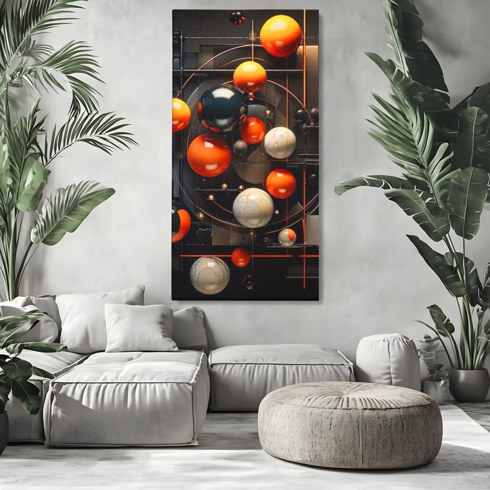Leinwand Premium Canvas Wall Art, LuxCanva® J1012, Expandierendes Universum, Umlaufbahnen, Gleichgewicht, verschlüsselt, Schwerkraft, abstrakt, Planeten, Universum, Kosmos, Solar, Futurismus, Wohnen, Schlafzimmer