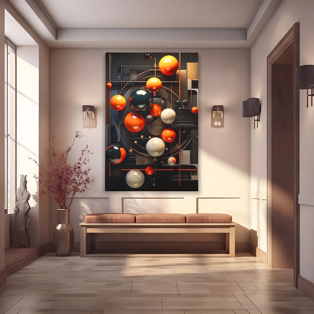 Leinwand Premium Canvas Wall Art, LuxCanva® J1012, Expandierendes Universum, Umlaufbahnen, Gleichgewicht, verschlüsselt, Schwerkraft, abstrakt, Planeten, Universum, Kosmos, Solar, Futurismus, Wohnen, Schlafzimmer