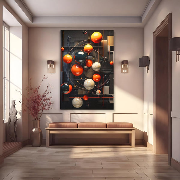 Leinwand Premium Canvas Wall Art, LuxCanva® J1012, Expandierendes Universum, Umlaufbahnen, Gleichgewicht, verschlüsselt, Schwerkraft, abstrakt, Planeten, Universum, Kosmos, Solar, Futurismus, Wohnen, Schlafzimmer