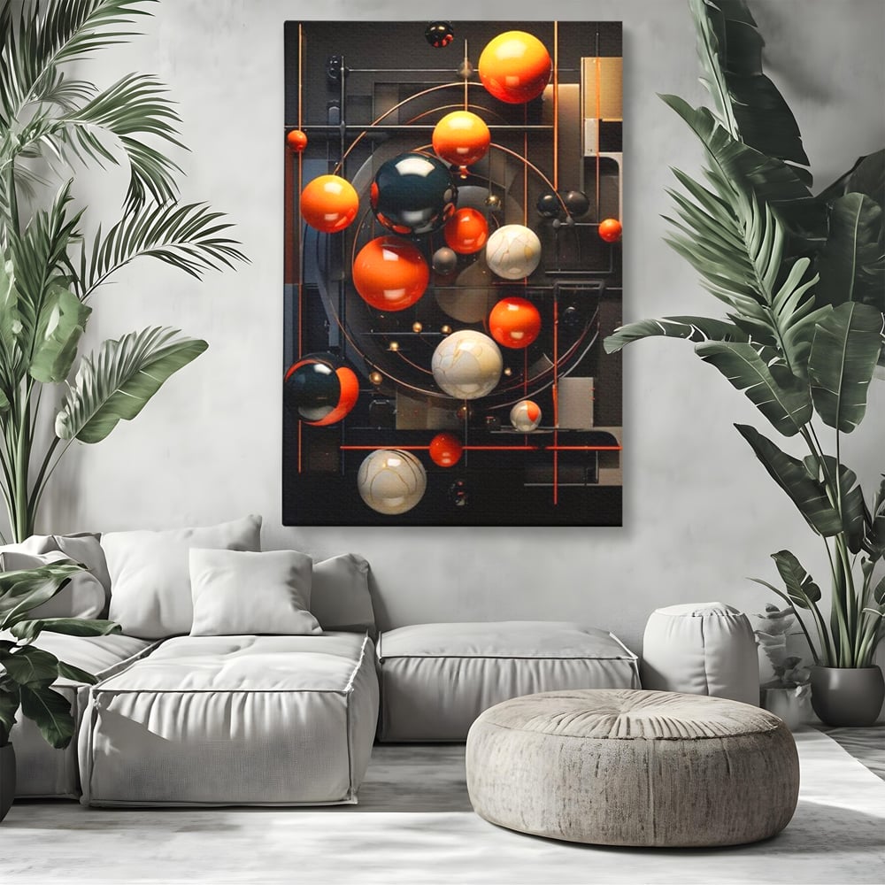 Leinwand Premium Canvas Wall Art, LuxCanva® J1012, Expandierendes Universum, Umlaufbahnen, Gleichgewicht, verschlüsselt, Schwerkraft, abstrakt, Planeten, Universum, Kosmos, Solar, Futurismus, Wohnen, Schlafzimmer