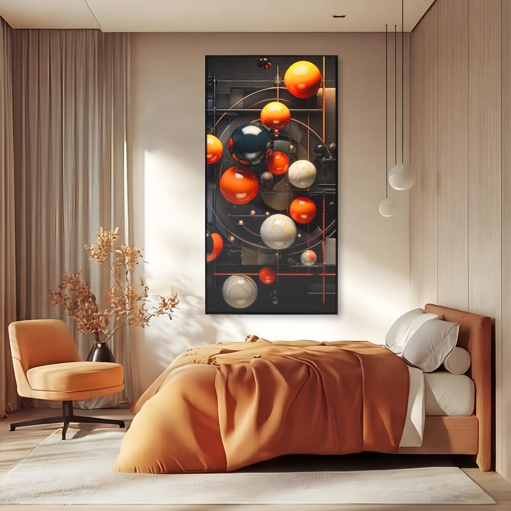 Leinwand Premium Canvas Wall Art, LuxCanva® J1012, Expandierendes Universum, Umlaufbahnen, Gleichgewicht, verschlüsselt, Schwerkraft, abstrakt, Planeten, Universum, Kosmos, Solar, Futurismus, Wohnen, Schlafzimmer