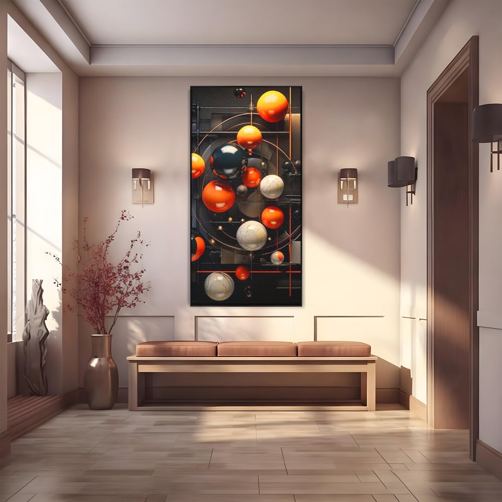 Leinwand Premium Canvas Wall Art, LuxCanva® J1012, Expandierendes Universum, Umlaufbahnen, Gleichgewicht, verschlüsselt, Schwerkraft, abstrakt, Planeten, Universum, Kosmos, Solar, Futurismus, Wohnen, Schlafzimmer