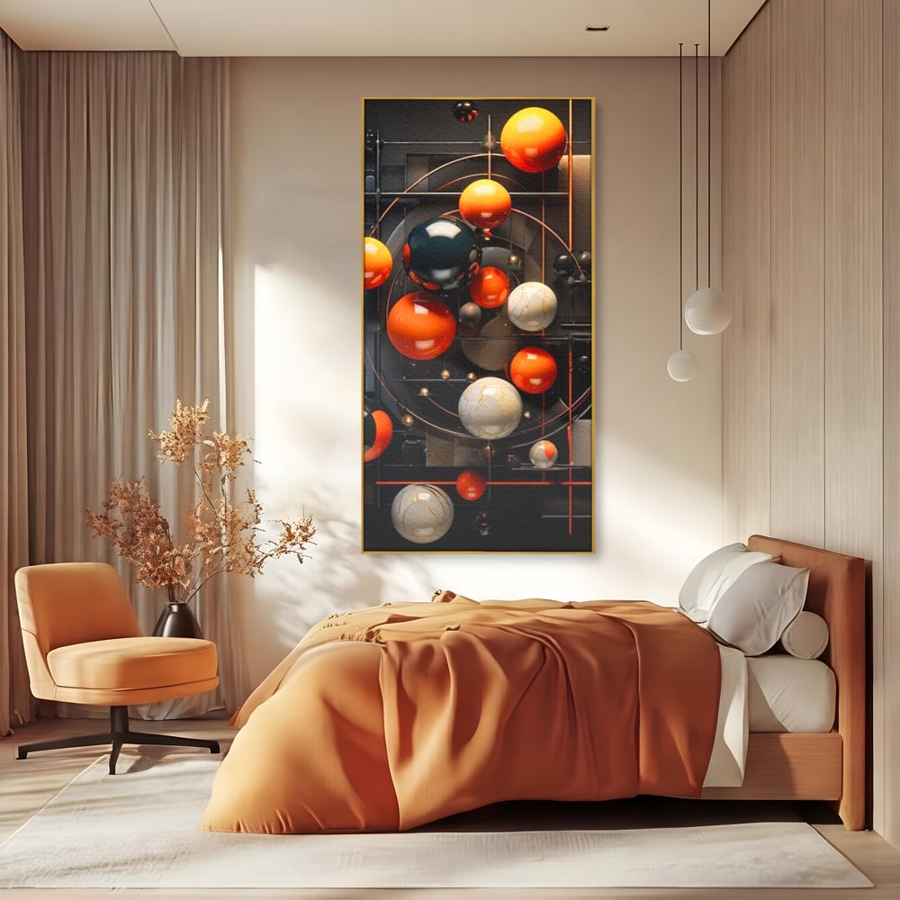 Leinwand Premium Canvas Wall Art, LuxCanva® J1012, Expandierendes Universum, Umlaufbahnen, Gleichgewicht, verschlüsselt, Schwerkraft, abstrakt, Planeten, Universum, Kosmos, Solar, Futurismus, Wohnen, Schlafzimmer