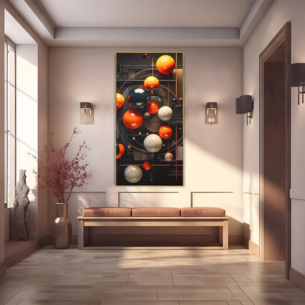 Leinwand Premium Canvas Wall Art, LuxCanva® J1012, Expandierendes Universum, Umlaufbahnen, Gleichgewicht, verschlüsselt, Schwerkraft, abstrakt, Planeten, Universum, Kosmos, Solar, Futurismus, Wohnen, Schlafzimmer